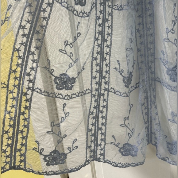 NWT: LC Lauren Conrad Crocheted Lace Flowered Blue Sheer Kimono Duster - Picture 6 of 16